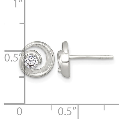 Sterling Silver Polished CZ in Circle Post Earrings