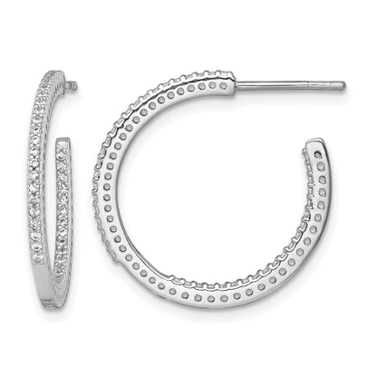 Sterling Silver Rhodium-plated Polished 1.6mm CZ In and Out Post C-Hoop Earrings