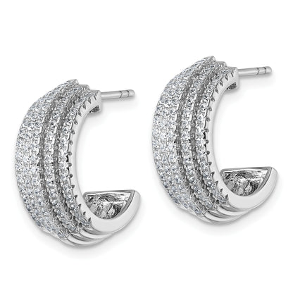 Sterling Silver Rhodium-plated Five Row J-Hoop Post Earrings