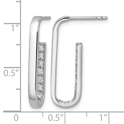 Sterling Silver Rhodium-plated Polished Rectangle with Inside CZ Post Earrings