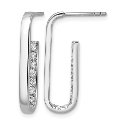 Sterling Silver Rhodium-plated Polished Rectangle with Inside CZ Post Earrings
