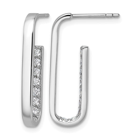 Sterling Silver Rhodium-plated Polished Rectangle with Inside CZ Post Earrings