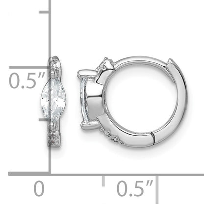 Sterling Silver Rhodium-plated Polished Round and Marquise CZ Round Hinged Hoop Earrings