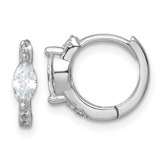 Sterling Silver Rhodium-plated Polished Round and Marquise CZ Round Hinged Hoop Earrings