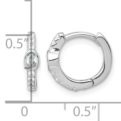 Sterling Silver Rhodium-plated Polished Round and Oval CZ Round Hinged Hoop Earrings