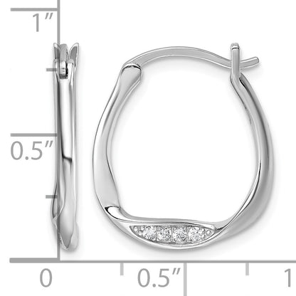 Sterling Silver Rhodium-plated CZ Polished Twist Hoop Earrings