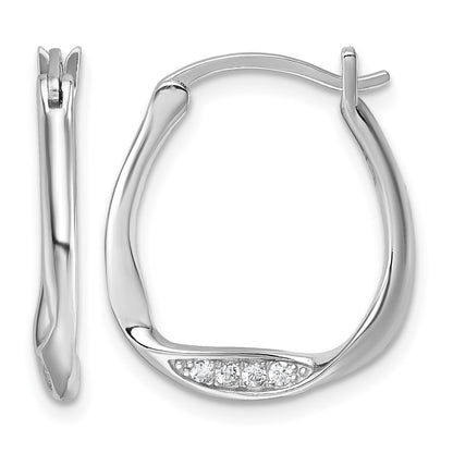 Sterling Silver Rhodium-plated CZ Polished Twist Hoop Earrings