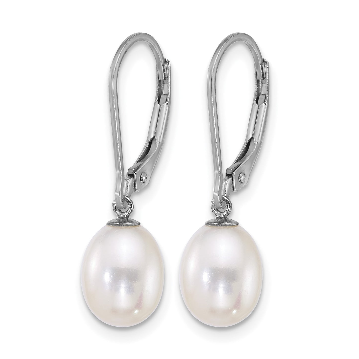 Sterling Silver Rhodium-plated 7-8mm Rice White and Black Freshwater Cultured Pearl 2-piece Enhancer and Leverback Earring Set