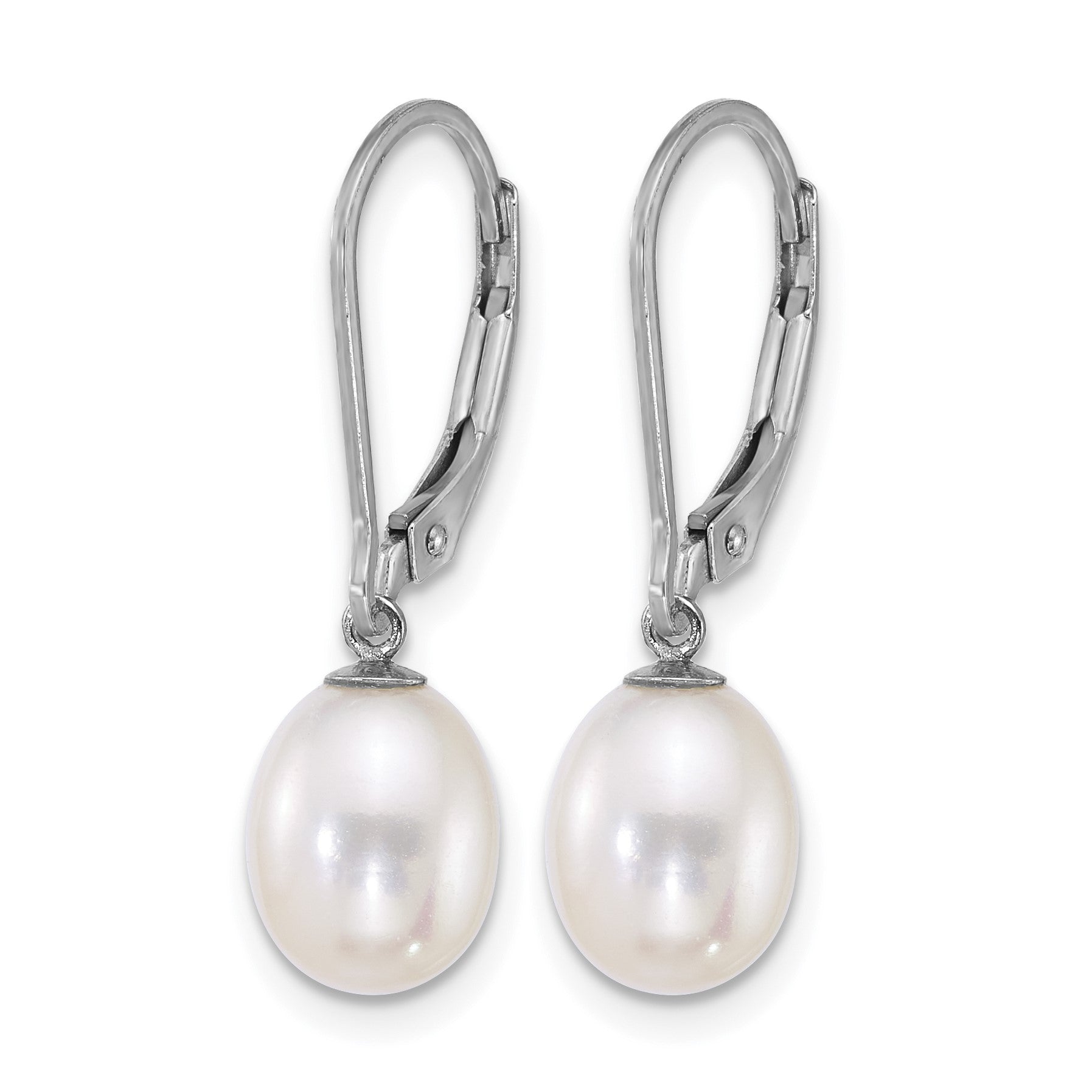 Sterling Silver Rhodium-plated 7-8mm Rice White and Black Freshwater Cultured Pearl 2-piece Enhancer and Leverback Earring Set