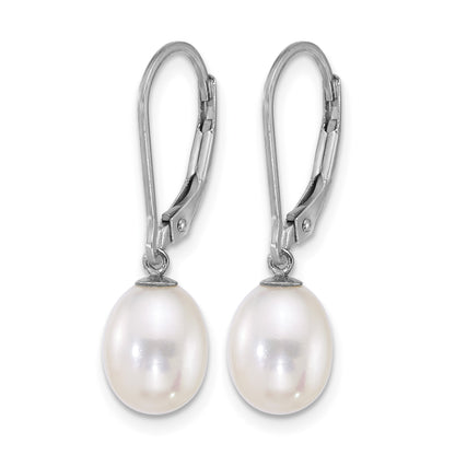 Sterling Silver Rhodium-plated 7-8mm Rice White and Black Freshwater Cultured Pearl 2-piece Enhancer and Leverback Earring Set