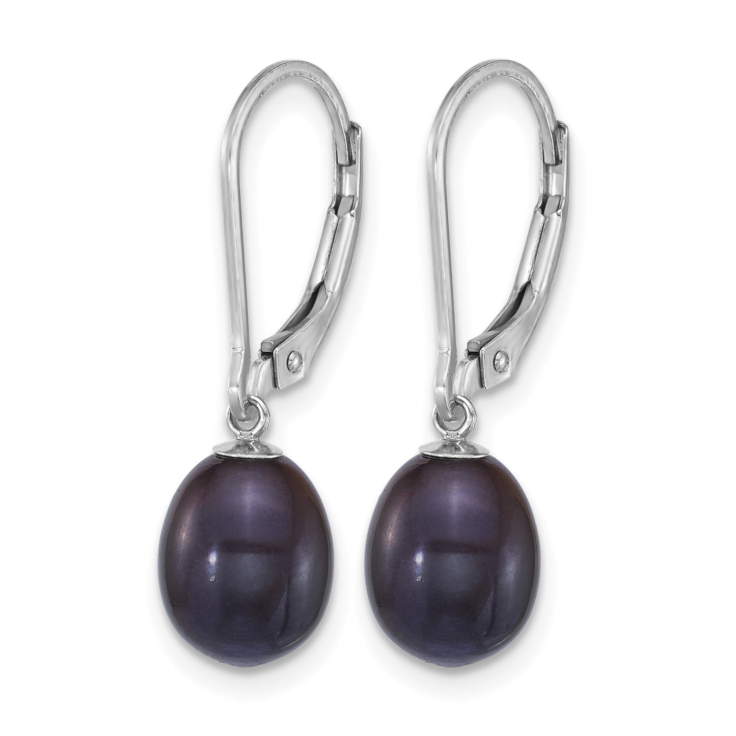 Sterling Silver Rhodium-plated 7-8mm Rice White and Black Freshwater Cultured Pearl 2-piece Enhancer and Leverback Earring Set