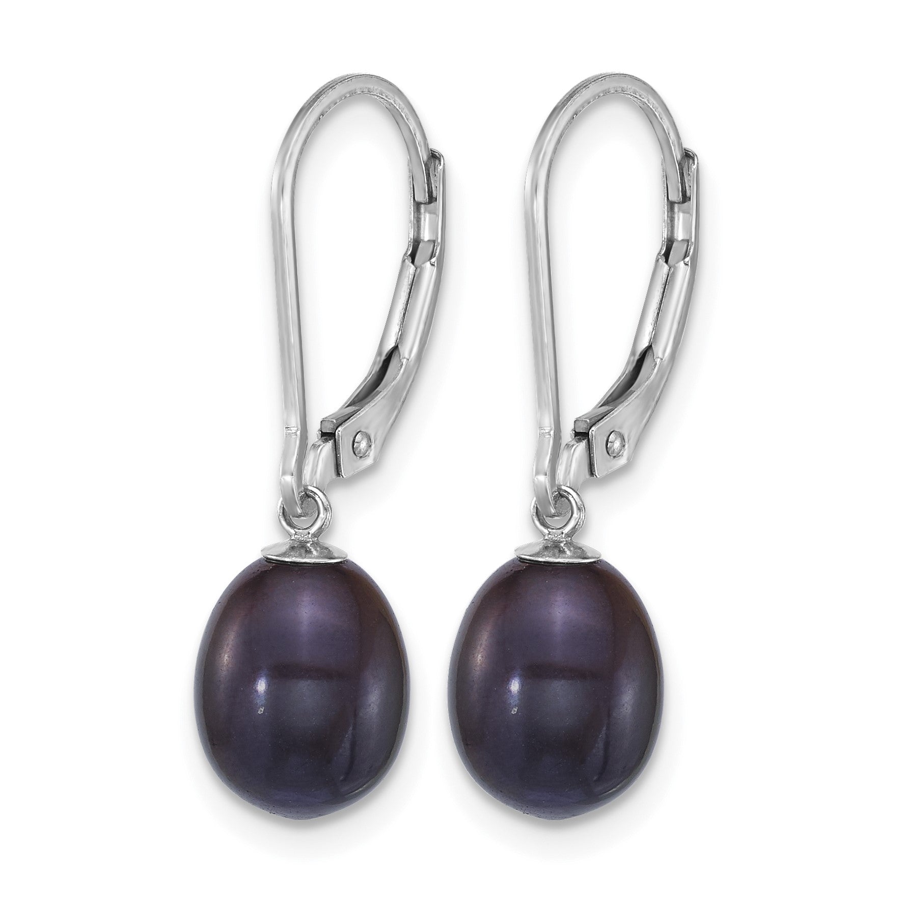Sterling Silver Rhodium-plated 7-8mm Rice White and Black Freshwater Cultured Pearl 2-piece Enhancer and Leverback Earring Set