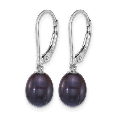 Sterling Silver Rhodium-plated 7-8mm Rice White and Black Freshwater Cultured Pearl 2-piece Enhancer and Leverback Earring Set