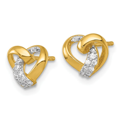 Affordable Expressions Sterling Silver Gold-tone Polished CZ Love Knot Heart Post Earrings
