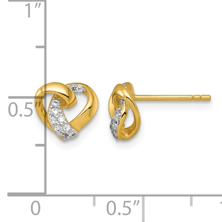 Affordable Expressions Sterling Silver Gold-tone Polished CZ Love Knot Heart Post Earrings