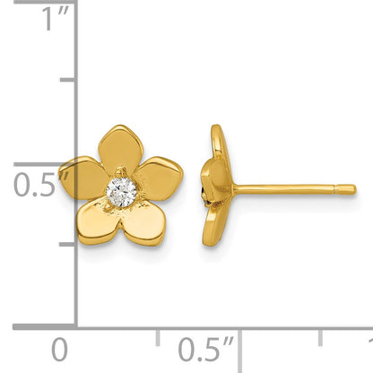 Affordable Expressions Sterling Silver Gold-tone Polished CZ Flower Post Earrings