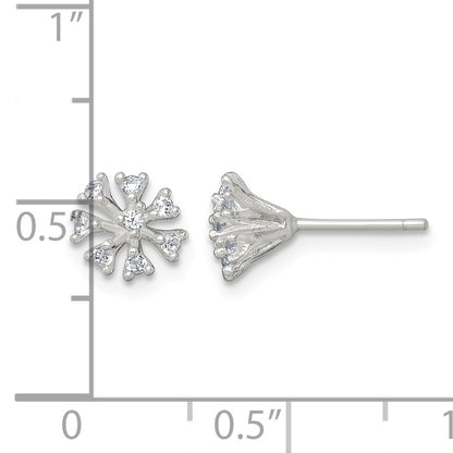 Sterling Silver Polished CZ Flower Cluster Post Earrings