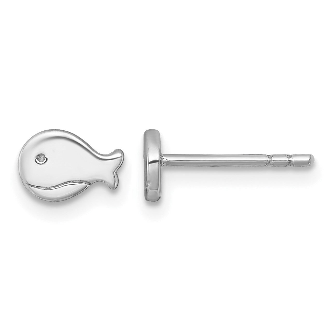 Sterling Silver Rhodium-plated Polished Whale Post Earrings
