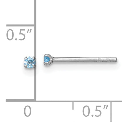 Sterling Silver Madi K Rhodium-plated 2.00mm Blue CZ Childrens Stud Post Earrings