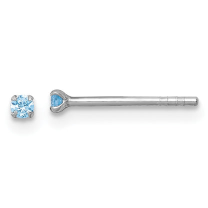 Sterling Silver Madi K Rhodium-plated 2.00mm Blue CZ Childrens Stud Post Earrings
