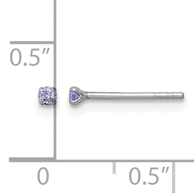 Sterling Silver Madi K Rhodium-plated 2.00mm Purple CZ Childrens Stud Post Earrings