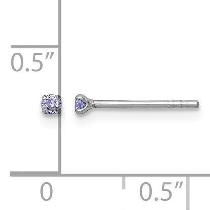 Sterling Silver Madi K Rhodium-plated 2.00mm Purple CZ Childrens Stud Post Earrings