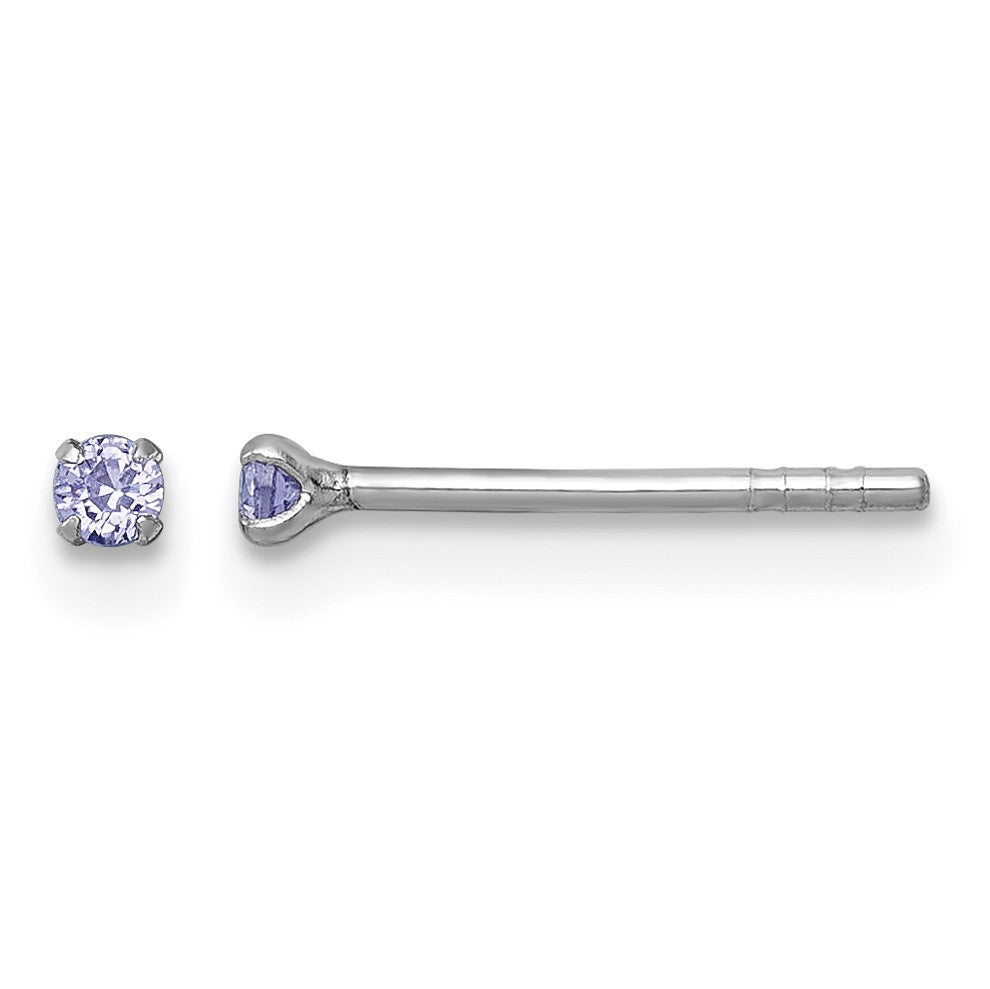 Sterling Silver Madi K Rhodium-plated 2.00mm Purple CZ Childrens Stud Post Earrings