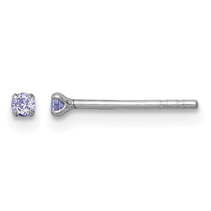 Sterling Silver Madi K Rhodium-plated 2.00mm Purple CZ Childrens Stud Post Earrings