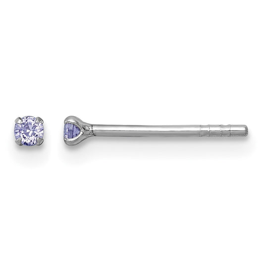 Sterling Silver Madi K Rhodium-plated 2.00mm Purple CZ Childrens Stud Post Earrings