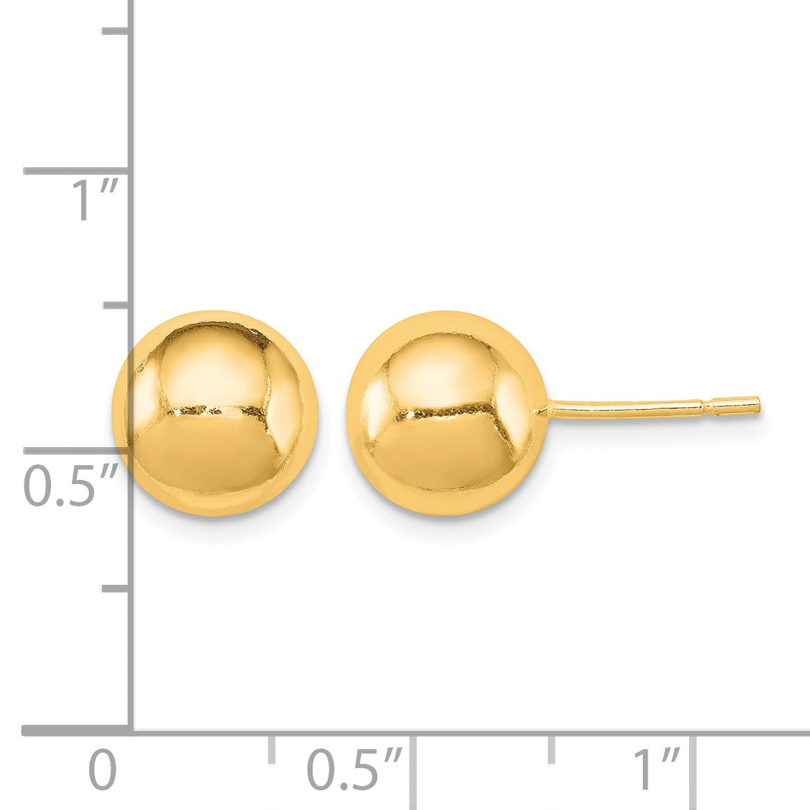 Sterling Silver Gold-tone Polished 9mm Ball Earrings