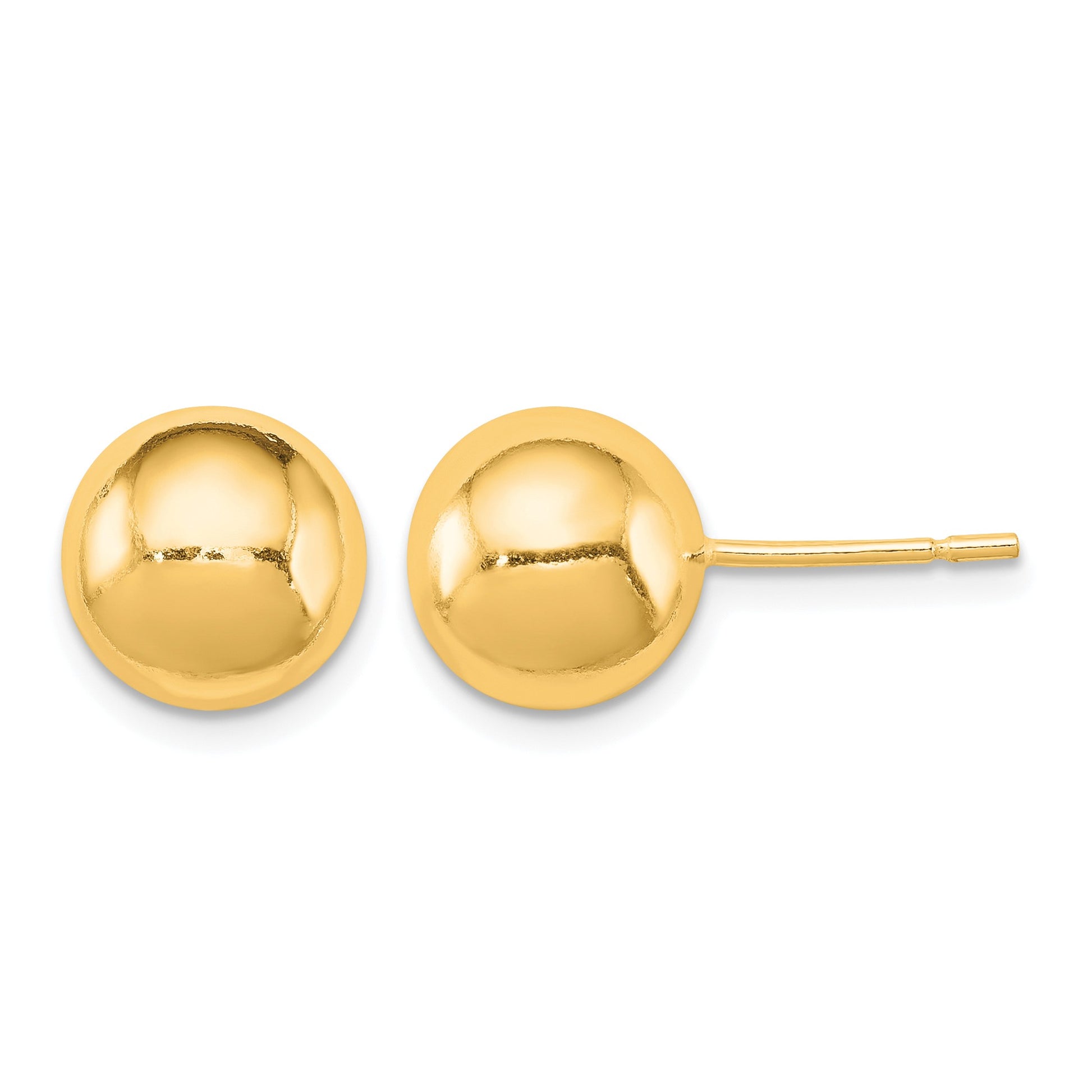 Sterling Silver Gold-tone Polished 9mm Ball Earrings