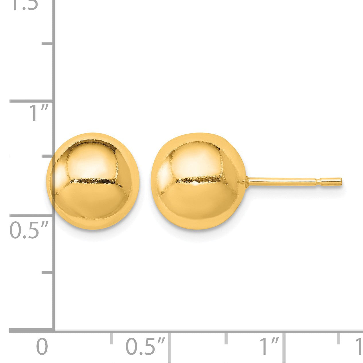 Sterling Silver Gold-tone Polished 10mm Ball Earrings