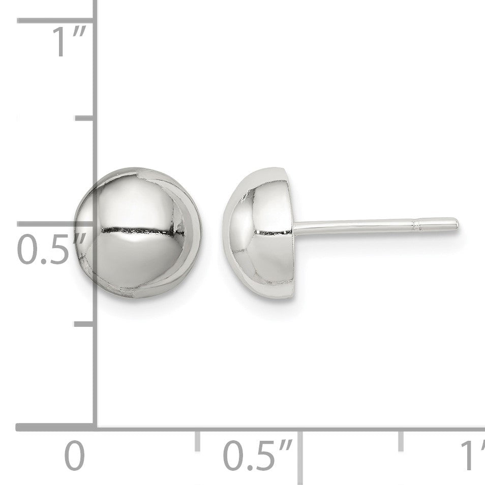 Sterling Silver Polished 8mm Button Earrings