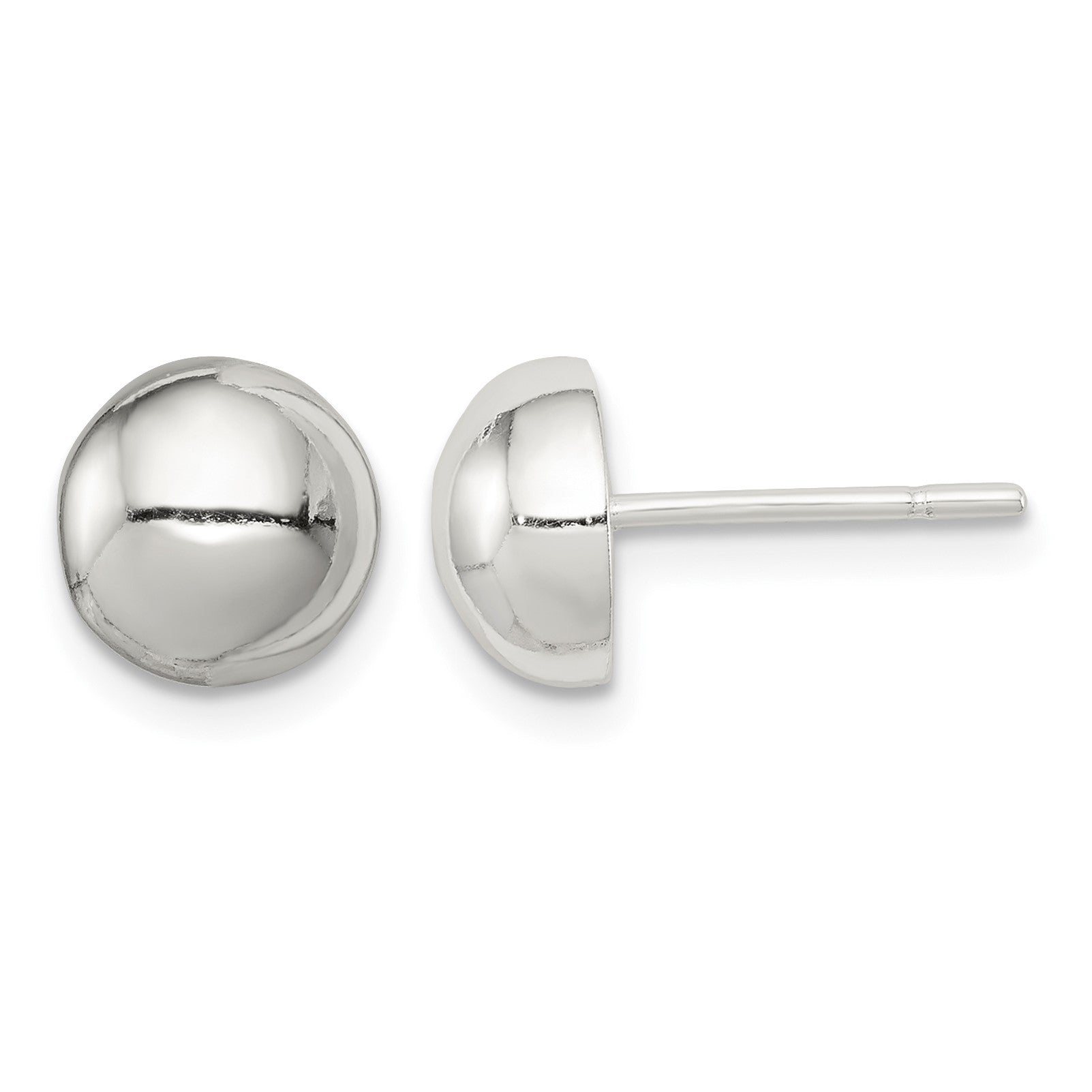 Sterling Silver Polished 8mm Button Earrings