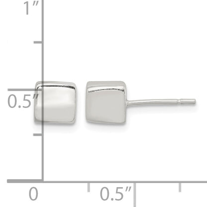 Sterling Silver Polished 6mm Square Cube Earrings