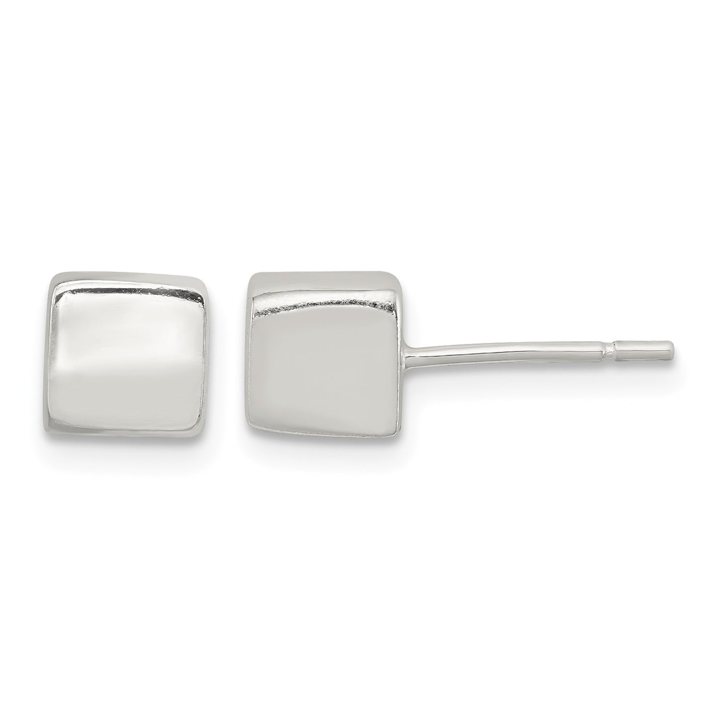 Sterling Silver Polished 6mm Square Cube Earrings