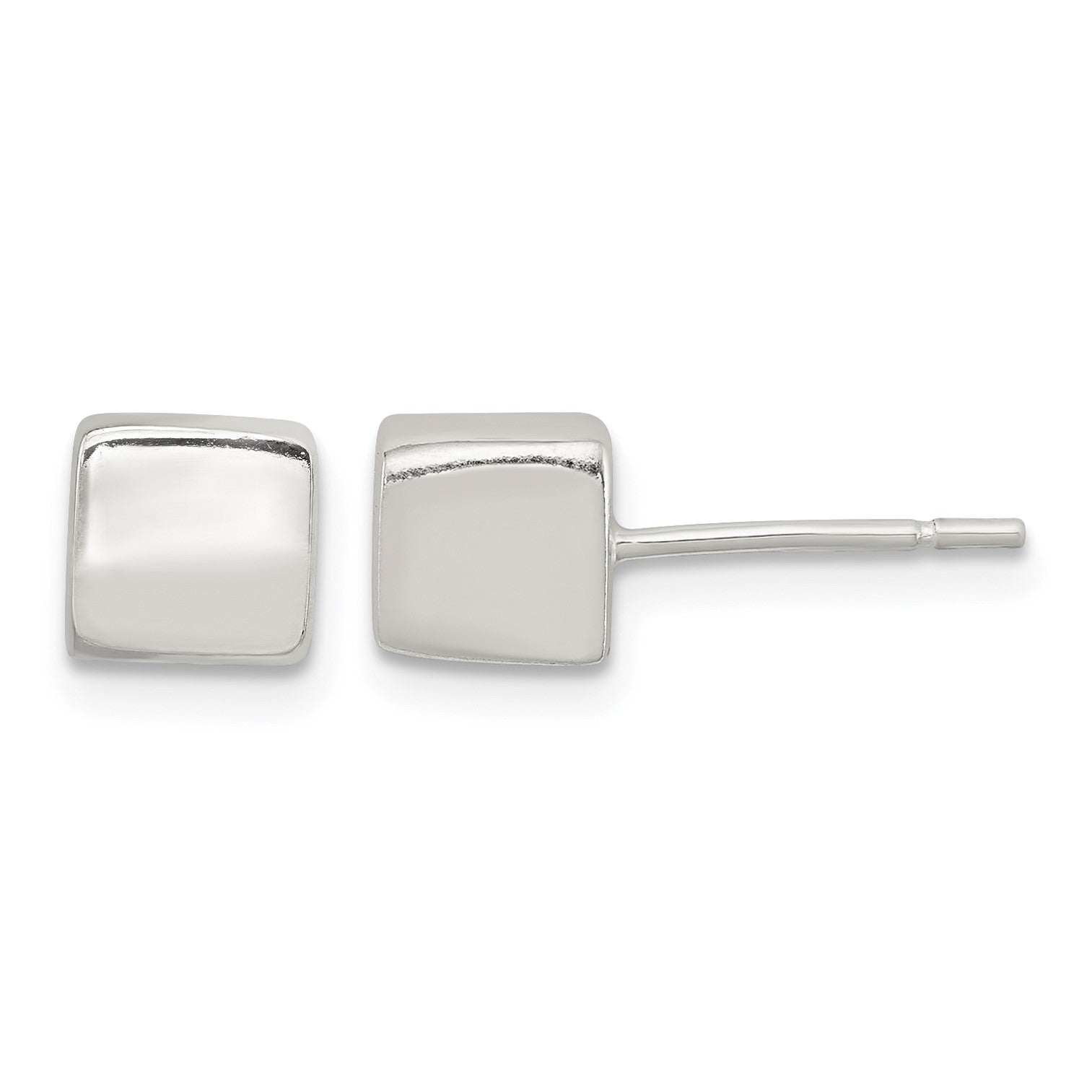 Sterling Silver Polished 6mm Square Cube Earrings