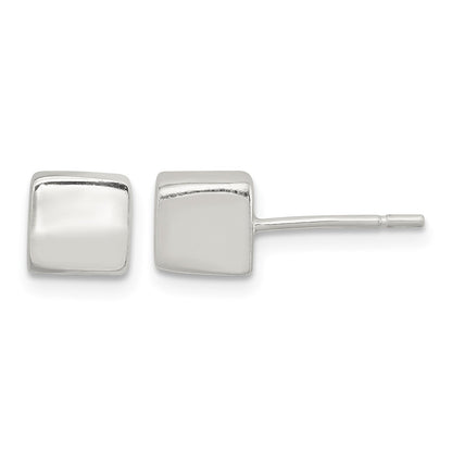 Sterling Silver Polished 6mm Square Cube Earrings