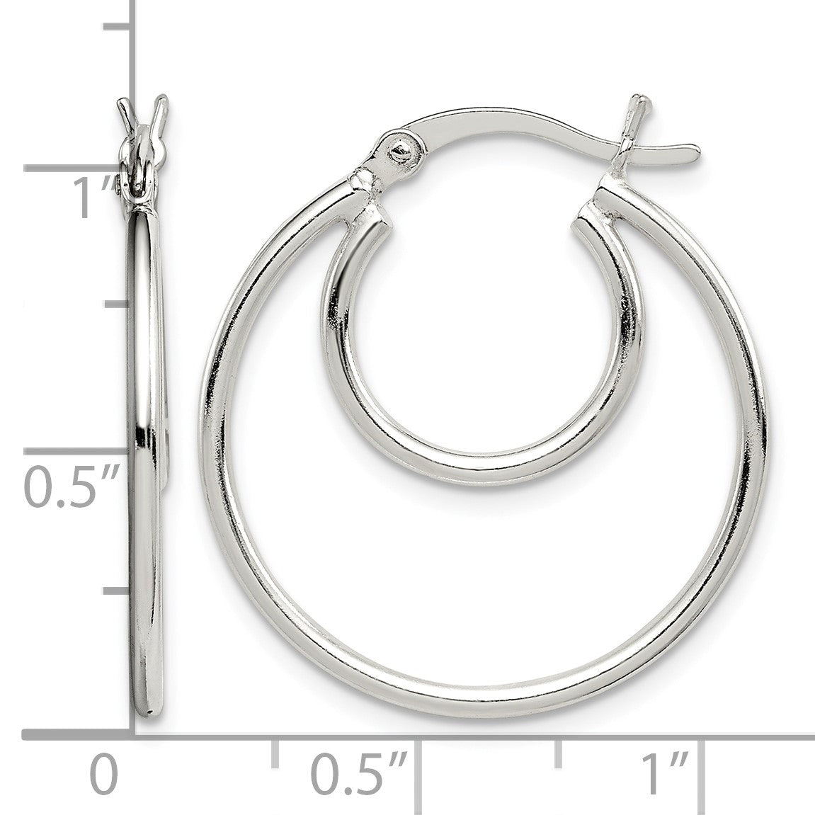 Sterling Silver Polished 2mm Double Hoop Earrings