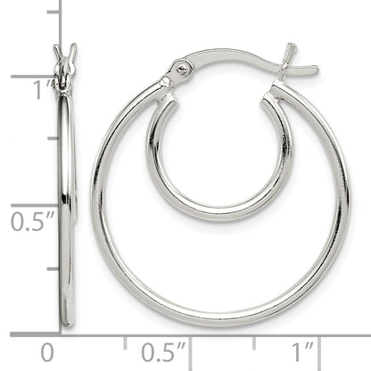 Sterling Silver Polished 2mm Double Hoop Earrings