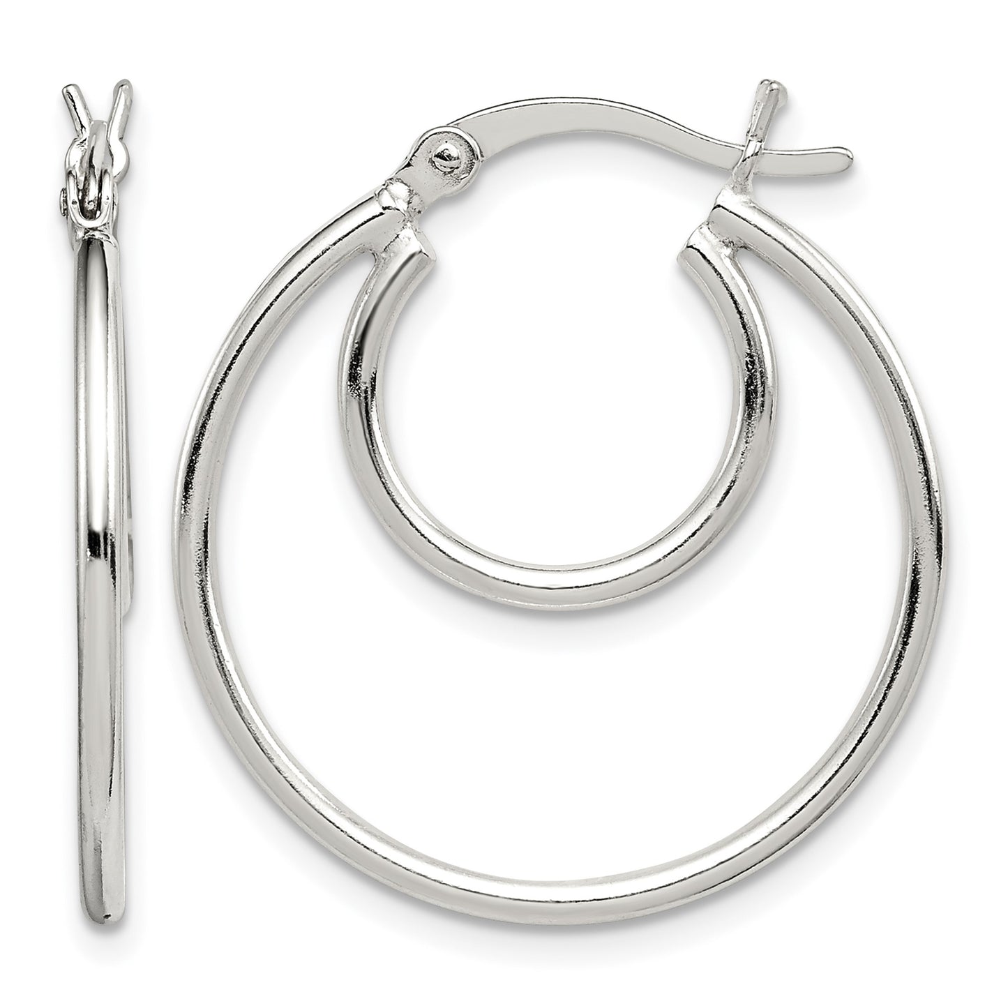 Sterling Silver Polished 2mm Double Hoop Earrings