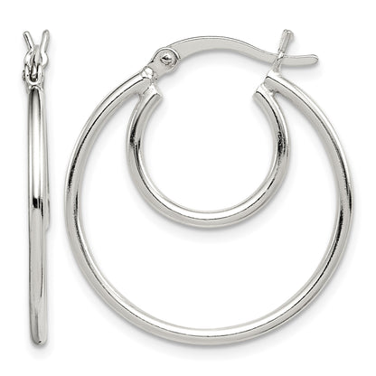 Sterling Silver Polished 2mm Double Hoop Earrings