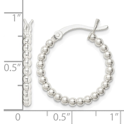 Sterling Silver Polished Beaded 2mm Hoop Earrings