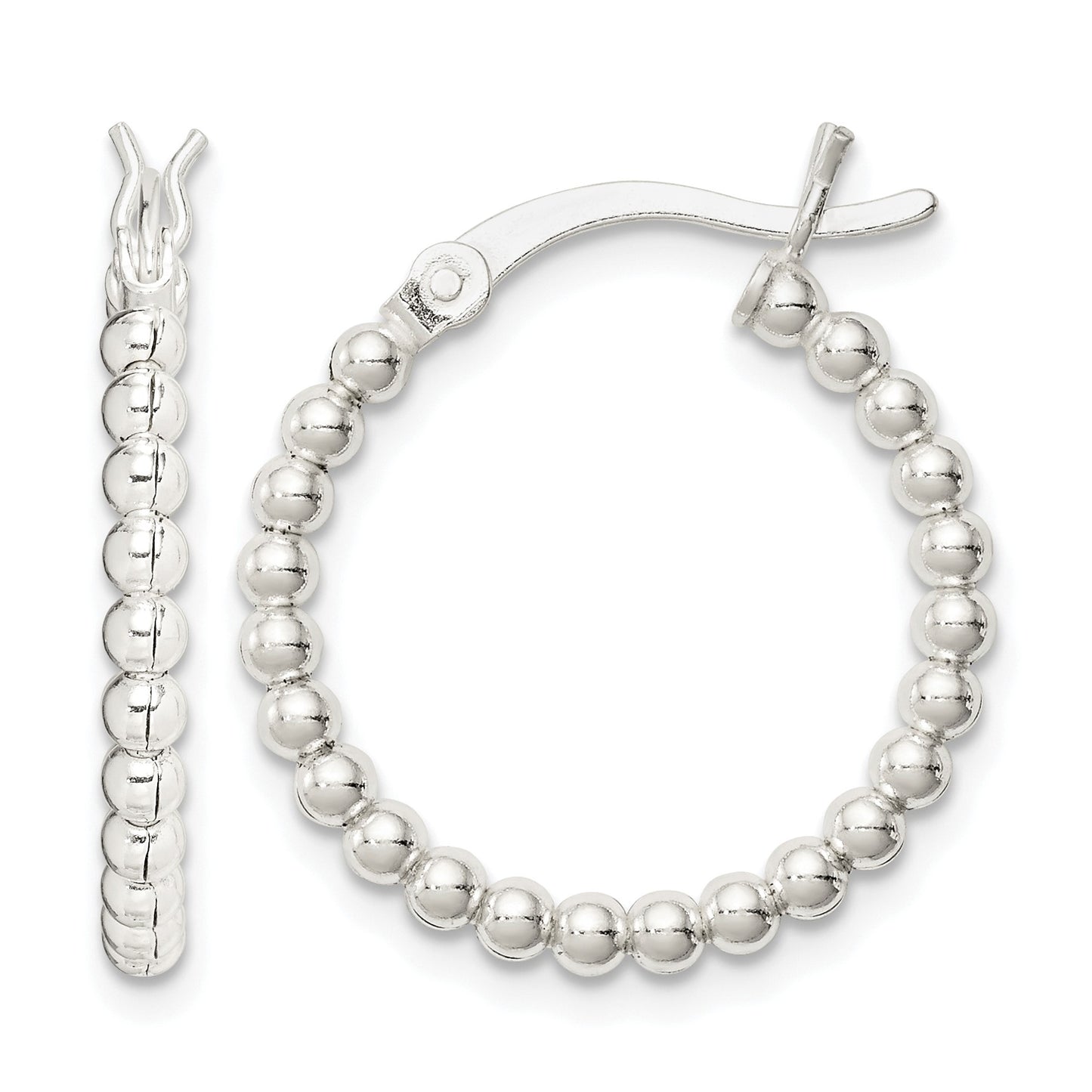 Sterling Silver Polished Beaded 2mm Hoop Earrings