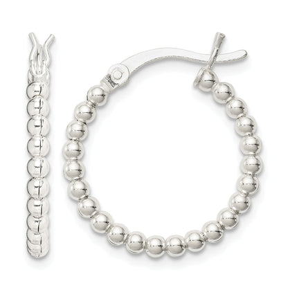 Sterling Silver Polished Beaded 2mm Hoop Earrings