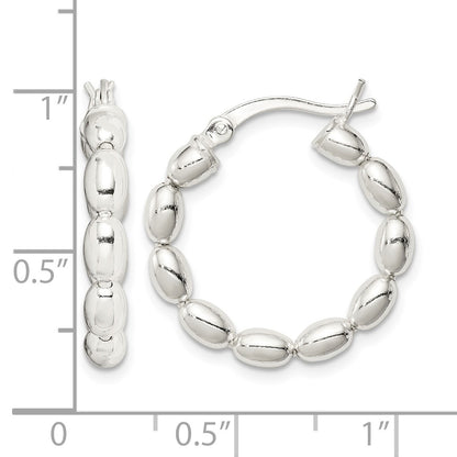 Sterling Silver Polished Beaded Hoop Earrings