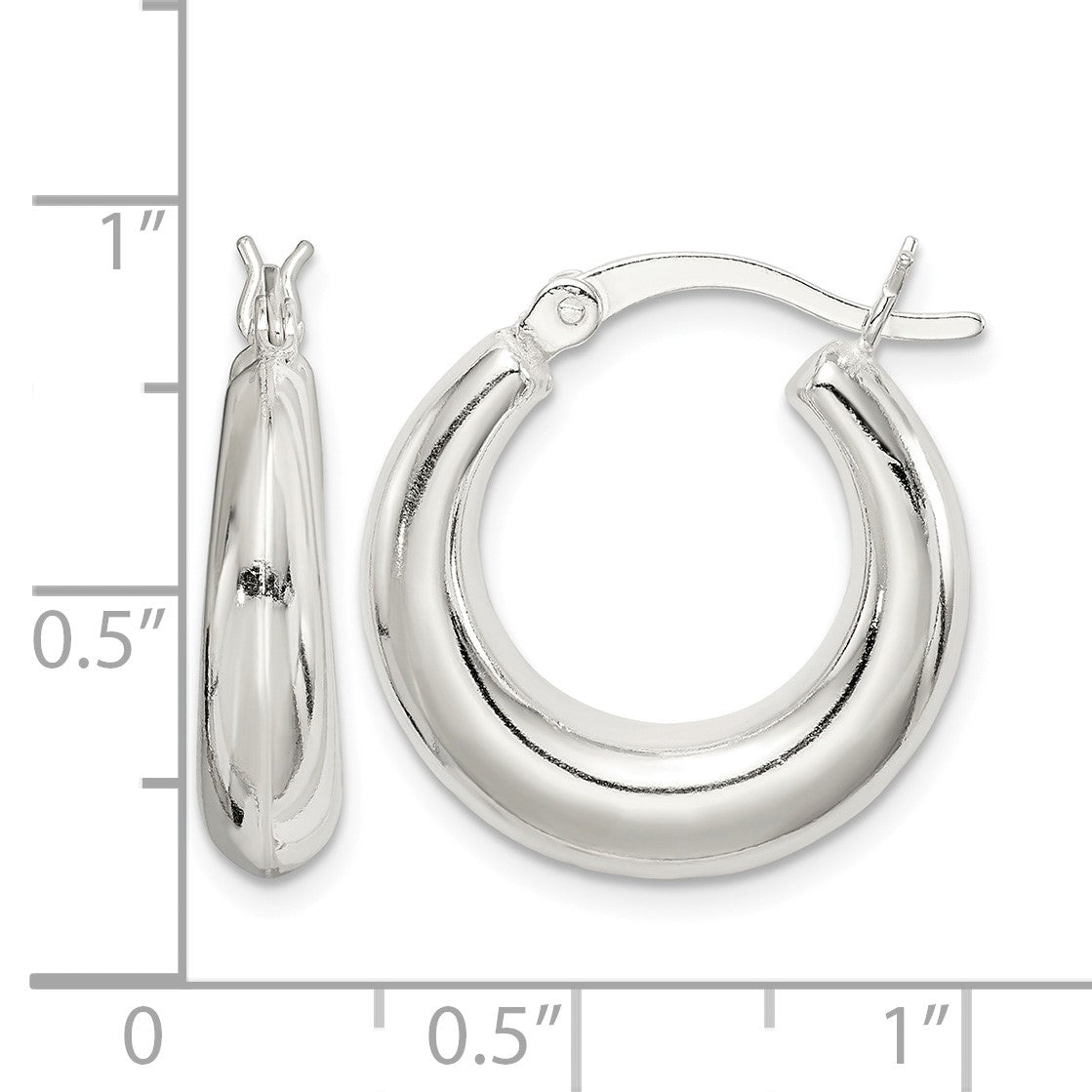 Sterling Silver Polished & Tapered Round Hoop Earrings