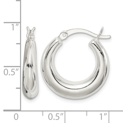 Sterling Silver Polished & Tapered Round Hoop Earrings