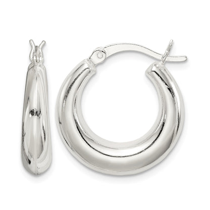 Sterling Silver Polished & Tapered Round Hoop Earrings