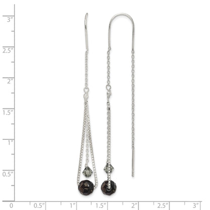 Sterling Silver Polished Black Crystal Threader Earrings